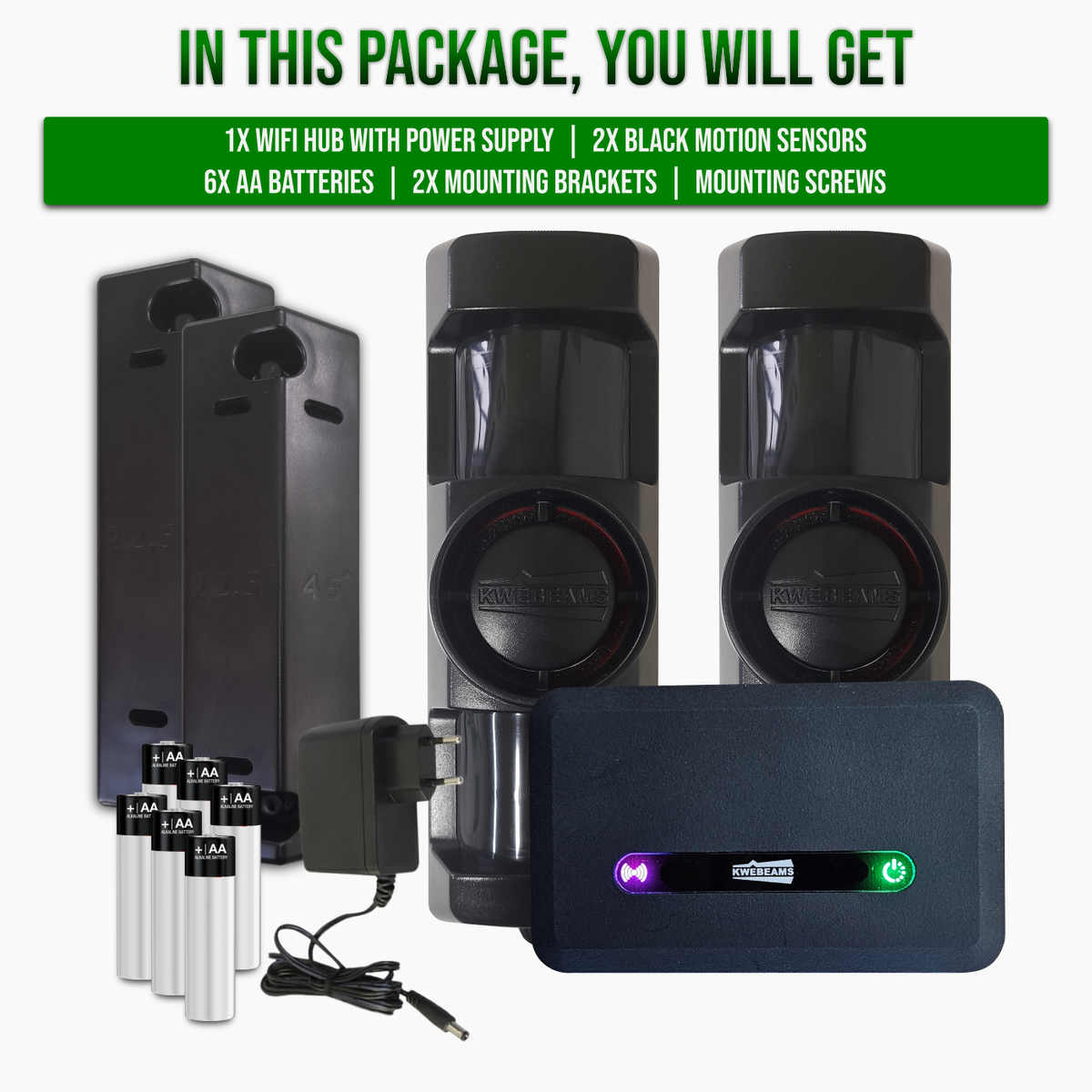 KwêBeams Outdoor Security Starter Kit 2 KwêBeams Outdoor Security Starter Kit Contents